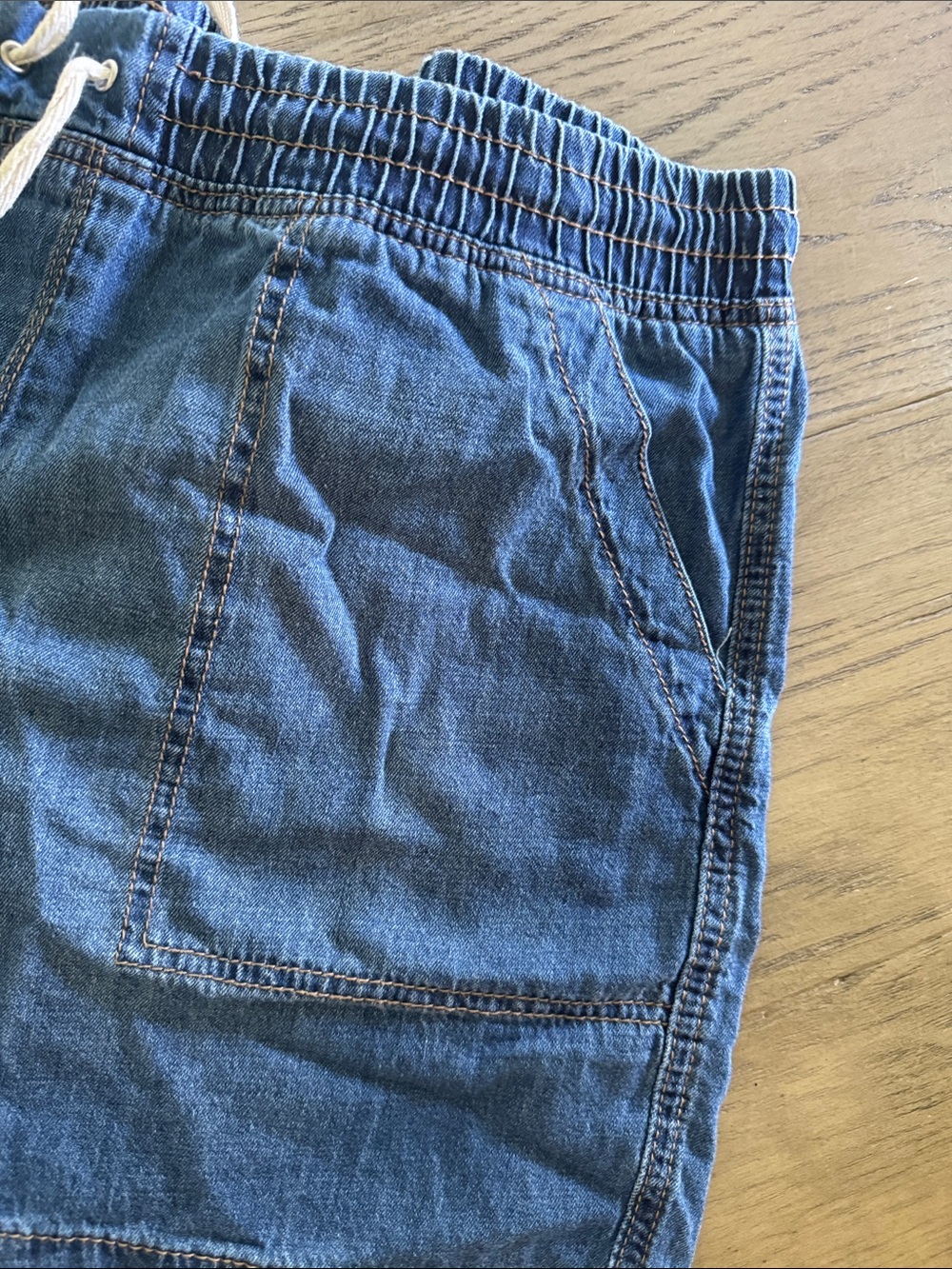 Women’s Blue Drawstring Denim Shorts - Picture 4 of 5
